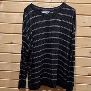 Market & Spruce Black Striped Long Sleeve Top